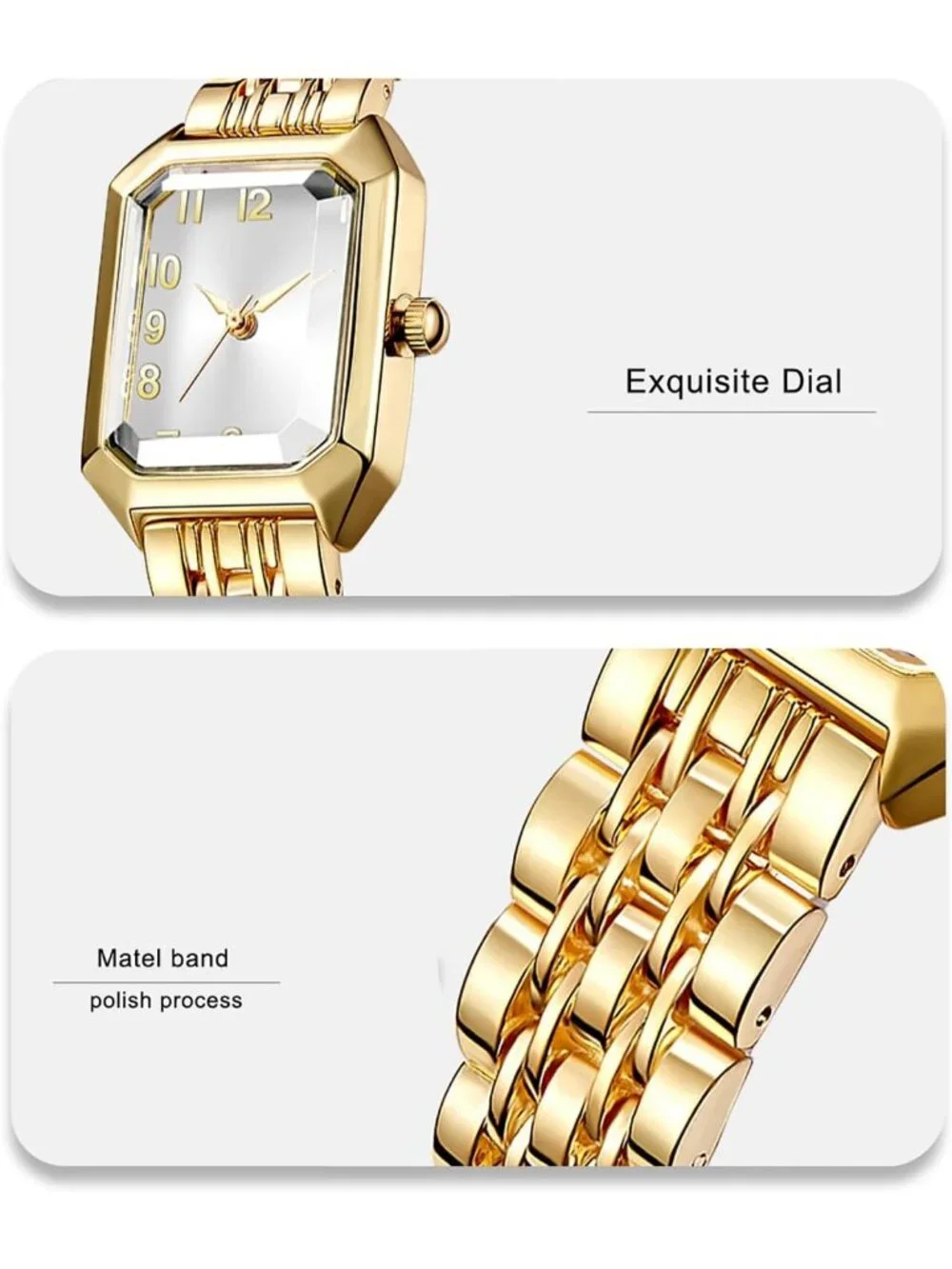 Women's Full Gold Vintage Roman/Arabic Numeral Dial Alloy Bracelet Quartz Watch